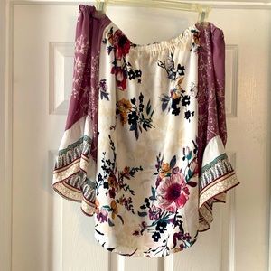 Silk off the shoulder blouse.